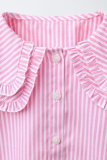 CHEMISE DOUBLE COL À RAYURES - Rose moyen de Zara - Image 2