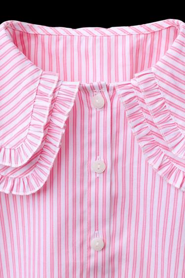 CAMISA DOBLE CUELLO RAYAS - Rosa medio de Zara