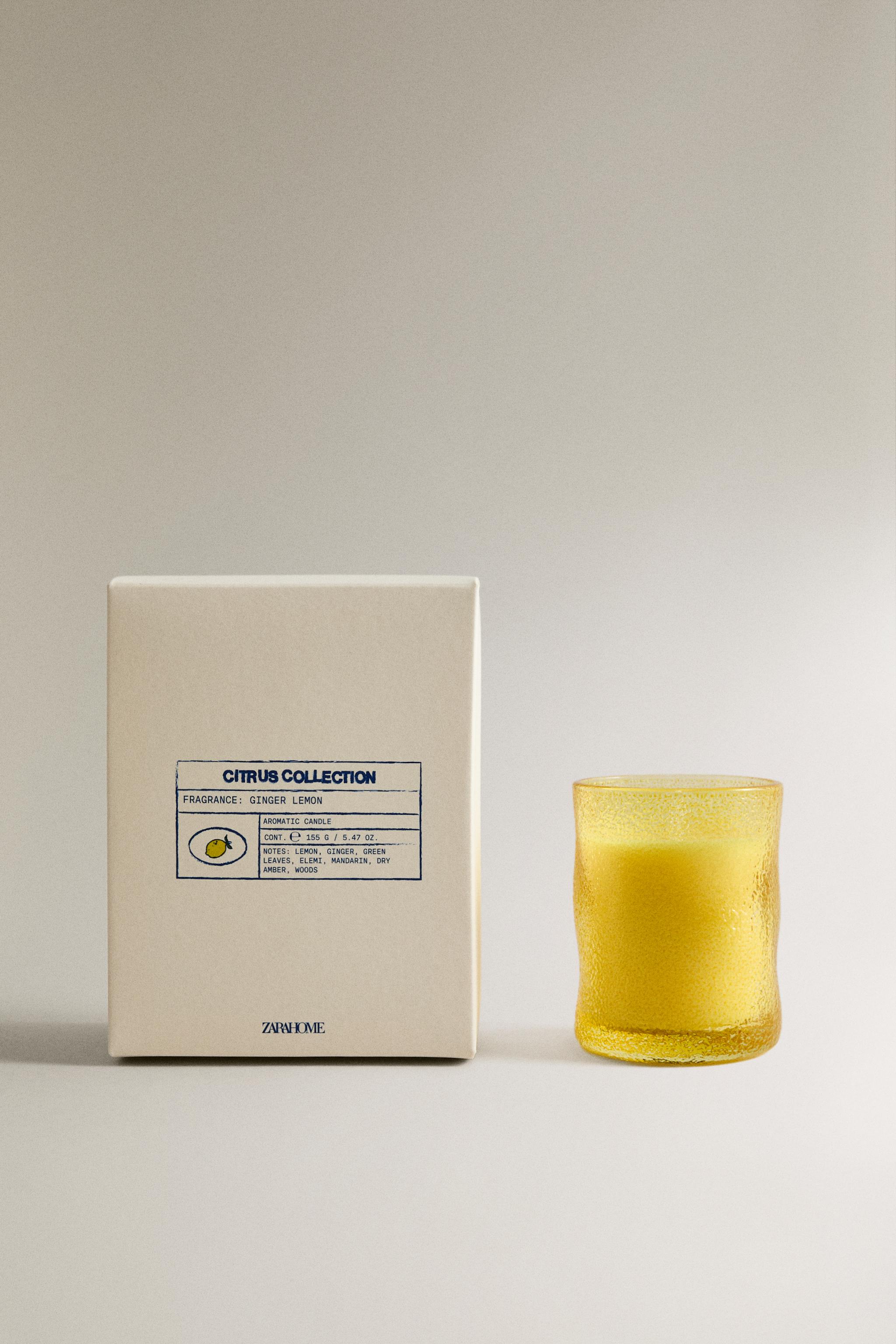 (155 G) GINGER LEMON SCENTED CANDLE — Pastel yellow