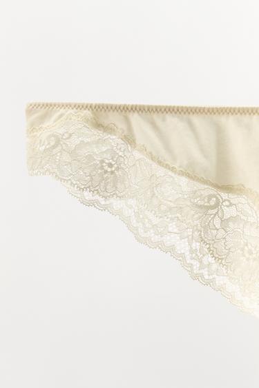 COTTON LACE BRIEFS - Ecru by Zara - Image 4