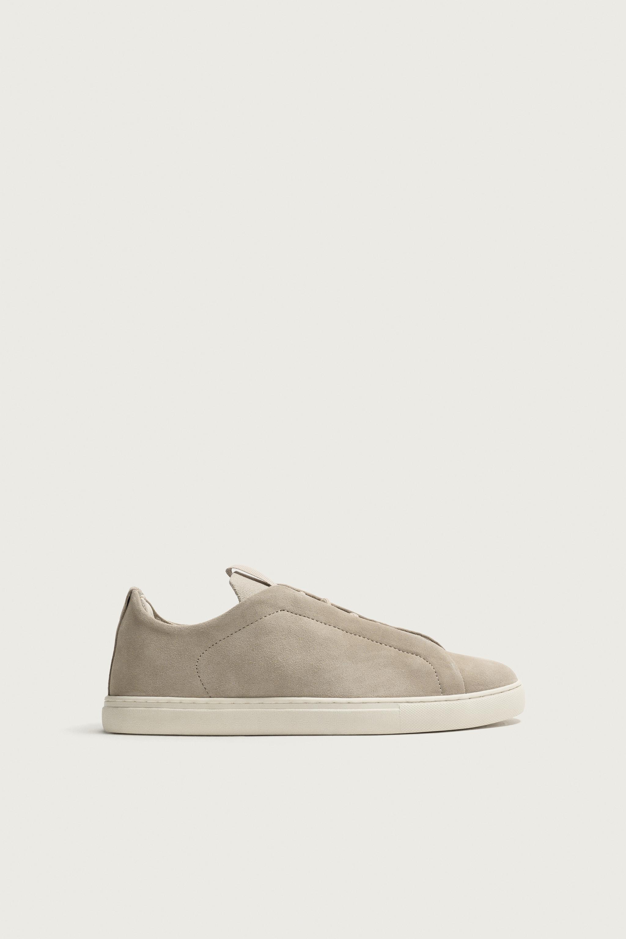 LEATHER SNEAKERS — Sandy Brown