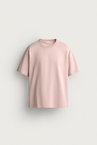 تيشرت بيزك HEAVYWEIGHT /03 - وردي لامع الخاص بـ Zara
