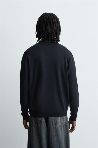 REGULAR FIT TEXTURED SWEATER - Navy blue by Zara - Image 2
