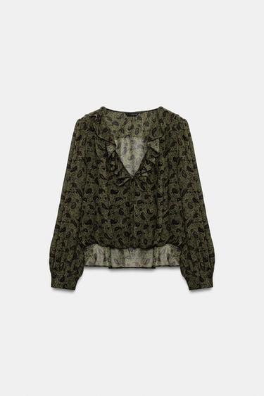 RUFFLED SHIRT - Greens by Zara - Image 0