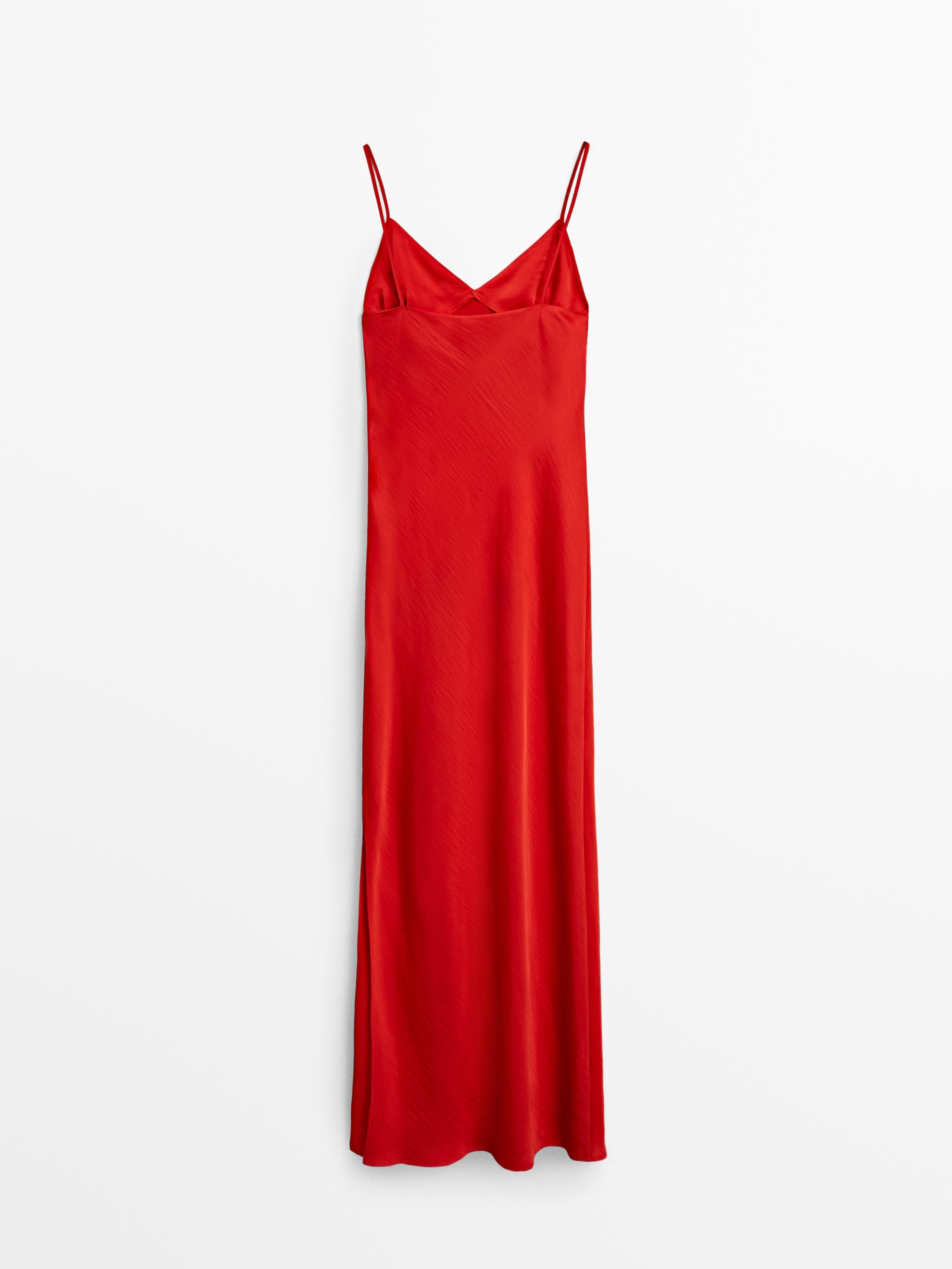 Long satin camisole dress - Studio - Red | ZARA United States