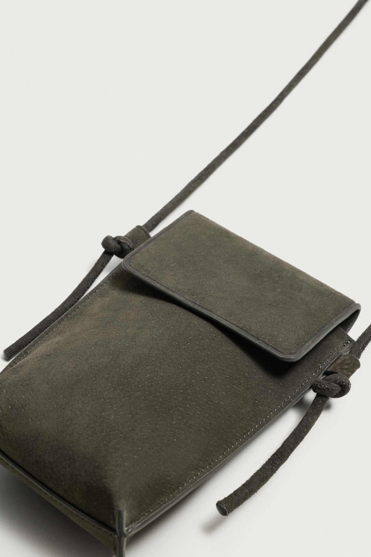 Мужская сумка Zara Leather Crossbody, цвет: Серый — фото 5