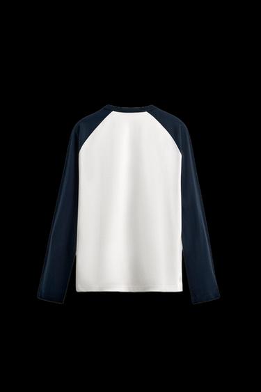 T-SHIRT COLOR BLOCK MIT RAGLANÄRMELN - Cremefarben / Blau von Zara