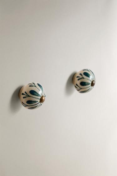CERAMIC FLOWER KNOB PACK (PACK OF 2) — Green 2