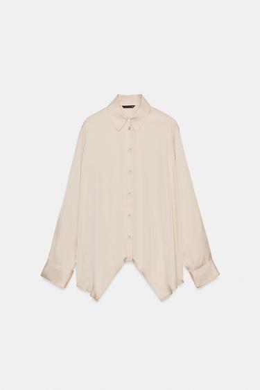 CHEMISE SATINÉE À BAS ASYMÉTRIQUE - Cave de Zara - Image 4