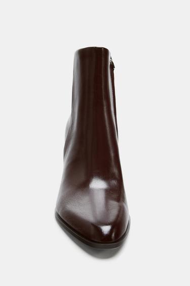 WIDE-HEEL ANKLE BOOTS - Burgundy Red by Zara - Image 2