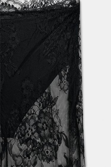 LACE MIDI SKIRT - Black by Zara - Image 9