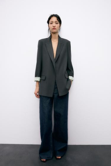 BLAZER CON LINO - Gris antracita de Zara
