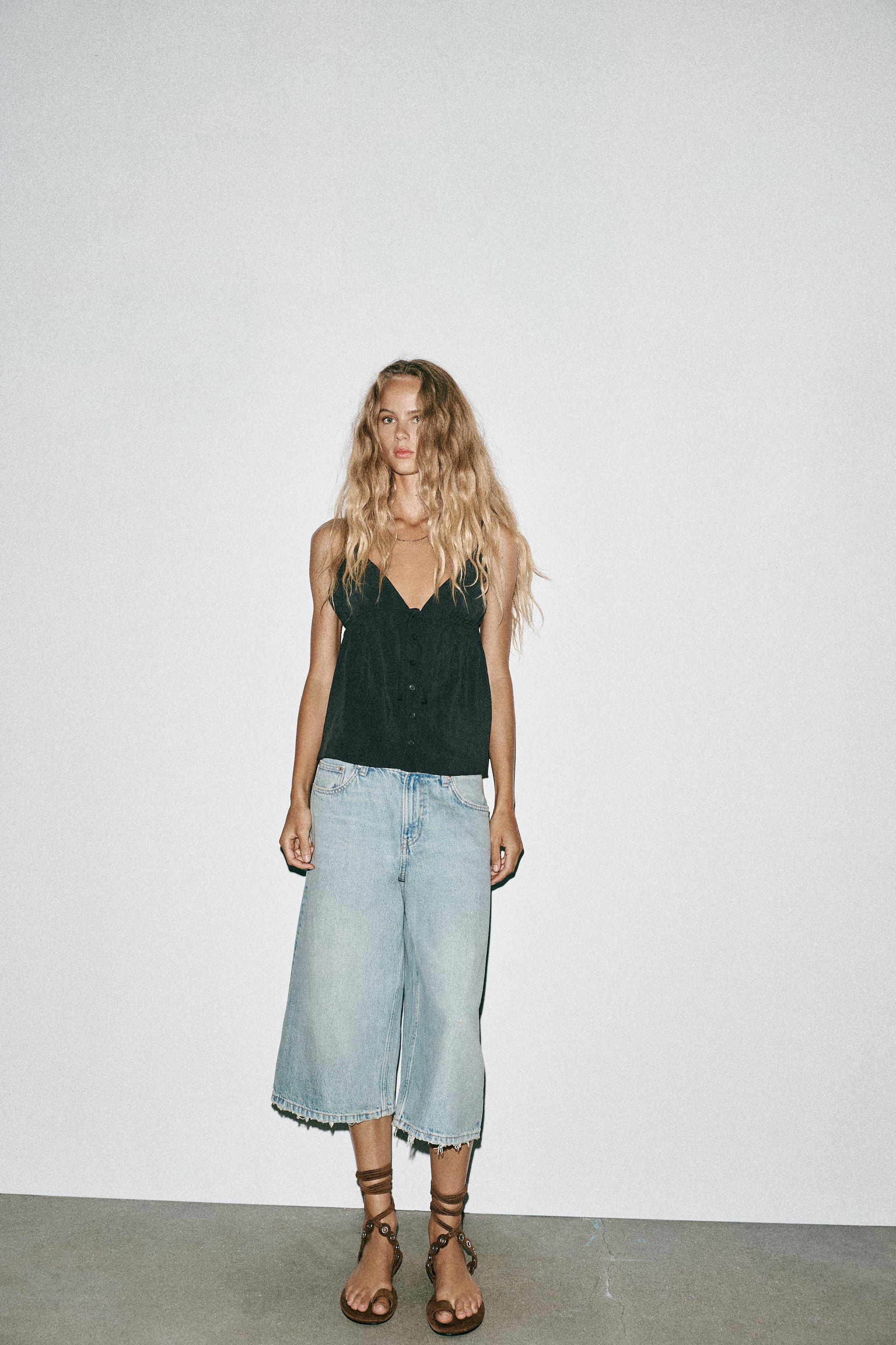 トップス taa FLOWY STRAPPY TOP - Mid khaki | ZARA United States