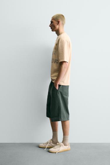 WASHED PRINTED KNIT T-SHIRT - Sand by Zara - Image 3