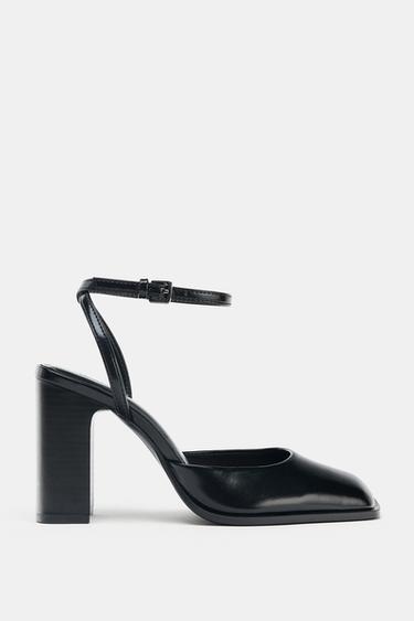 SQUARE-TOE SLINGBACK SHOES - Black by Zara