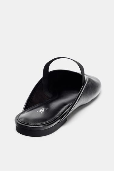 LEATHER MULE BALLET FLATS - Black by Zara - Image 5
