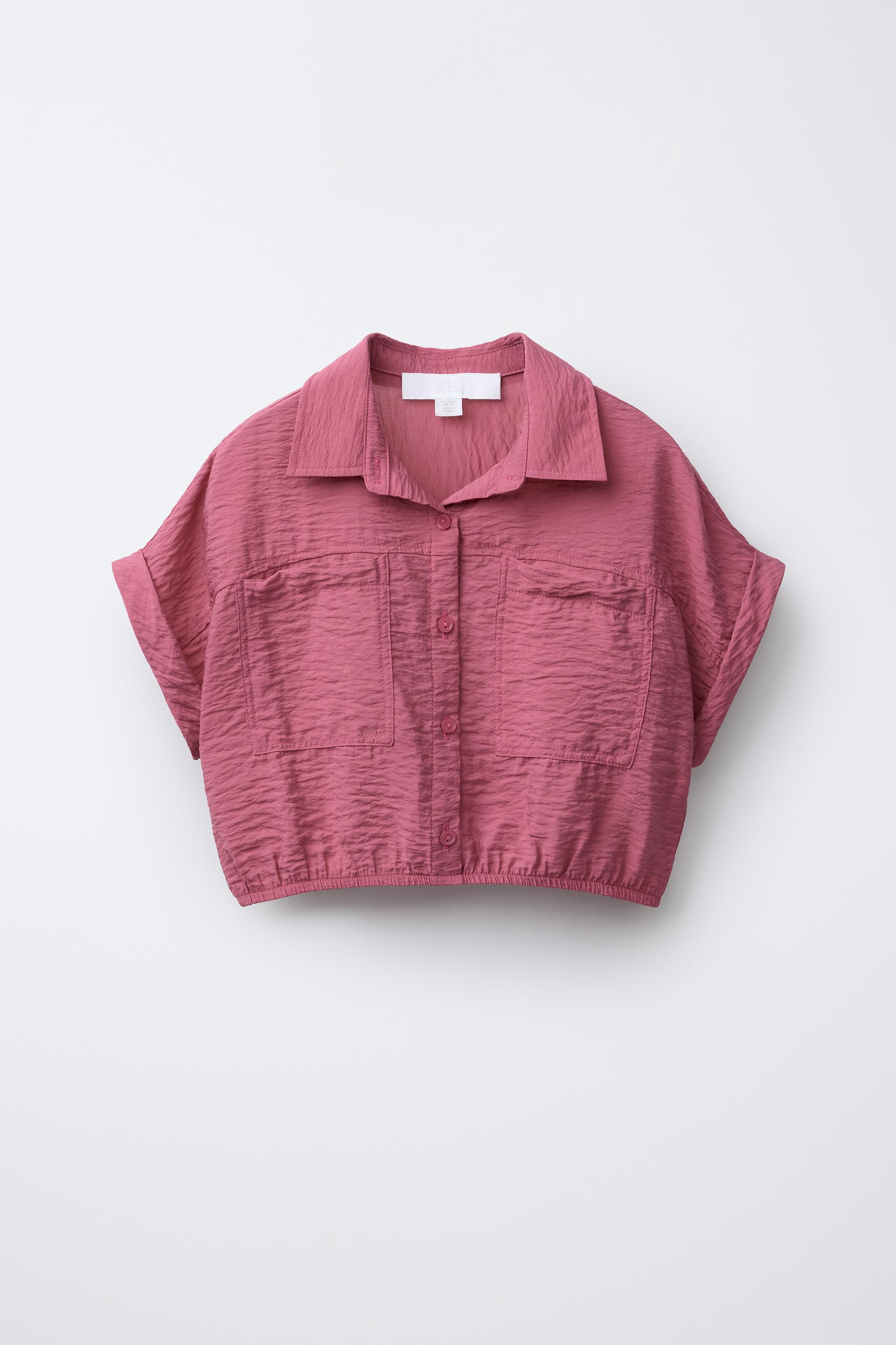 Rosa Zara Camisa Manga Corta Mujer CAMISA FLUIDA GOMAS Rosa ZARA