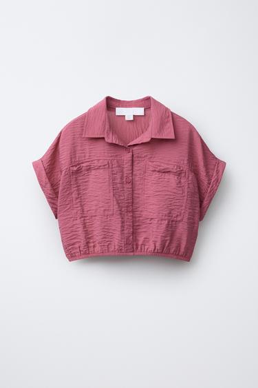 FLOWING SHIRT WITH ELASTIC TRIM - Pink by Zara