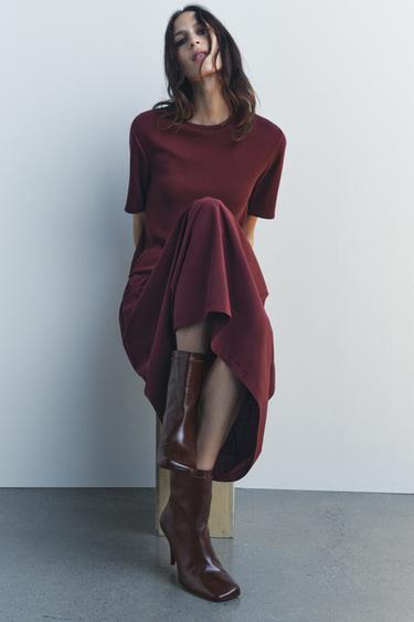 КОЖАНЫЕ БОТИЛЬОНЫ С КВАДРАТНЫМ НОСОМ — КОРИЧНЕВЫЙ от Zara — изображение 0