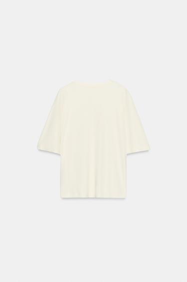 SHORT SLEEVE INTERLOCK T-SHIRT - Oyster-white by Zara - Image 6