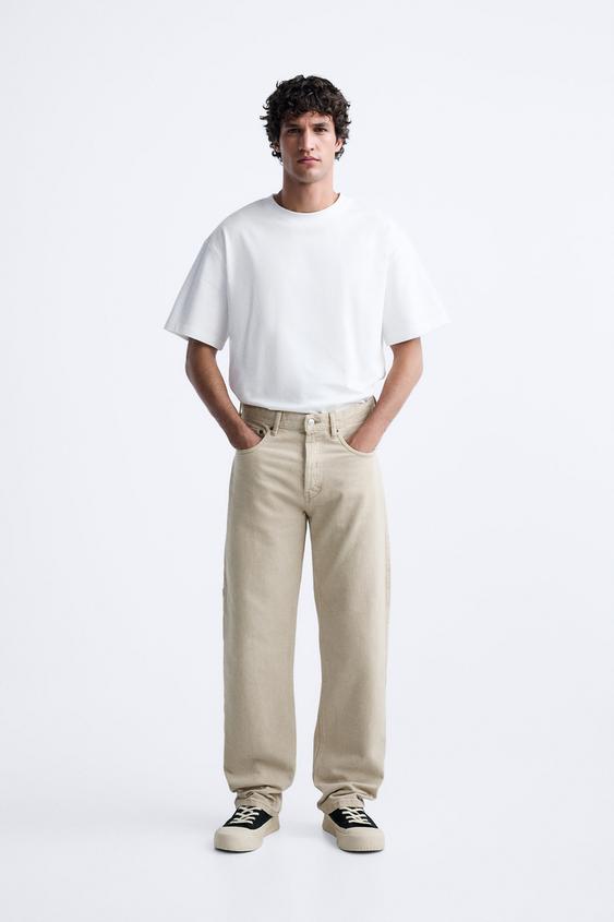 STRAIGHT-LEG JEANS WITH POCKET - Beige | ZARA UAE - Dubai/Sharjah/Ajman ...