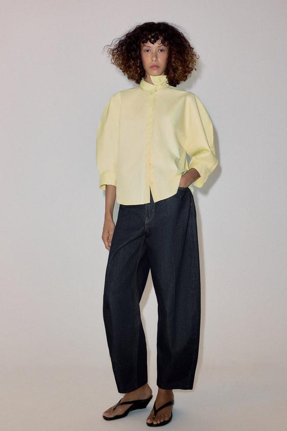 CAMISA MANGA ABULLONADA ZW COLLECTION - Amarillo de Zara - Imagen 0