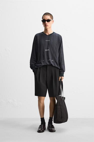 Zara 復古足球結構運動衫 - 海藍色