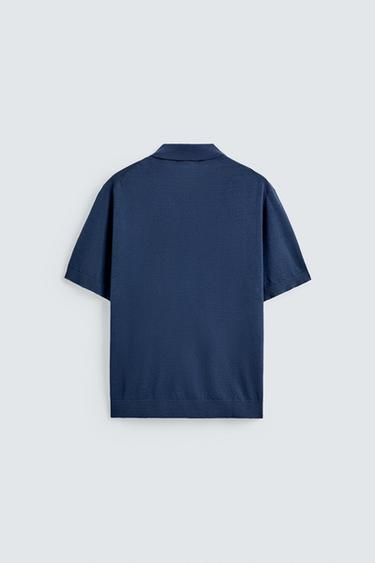 POLO EN MAILLE DE CHANVRE ET DE COTON - Bleu marine de Zara - Image 1
