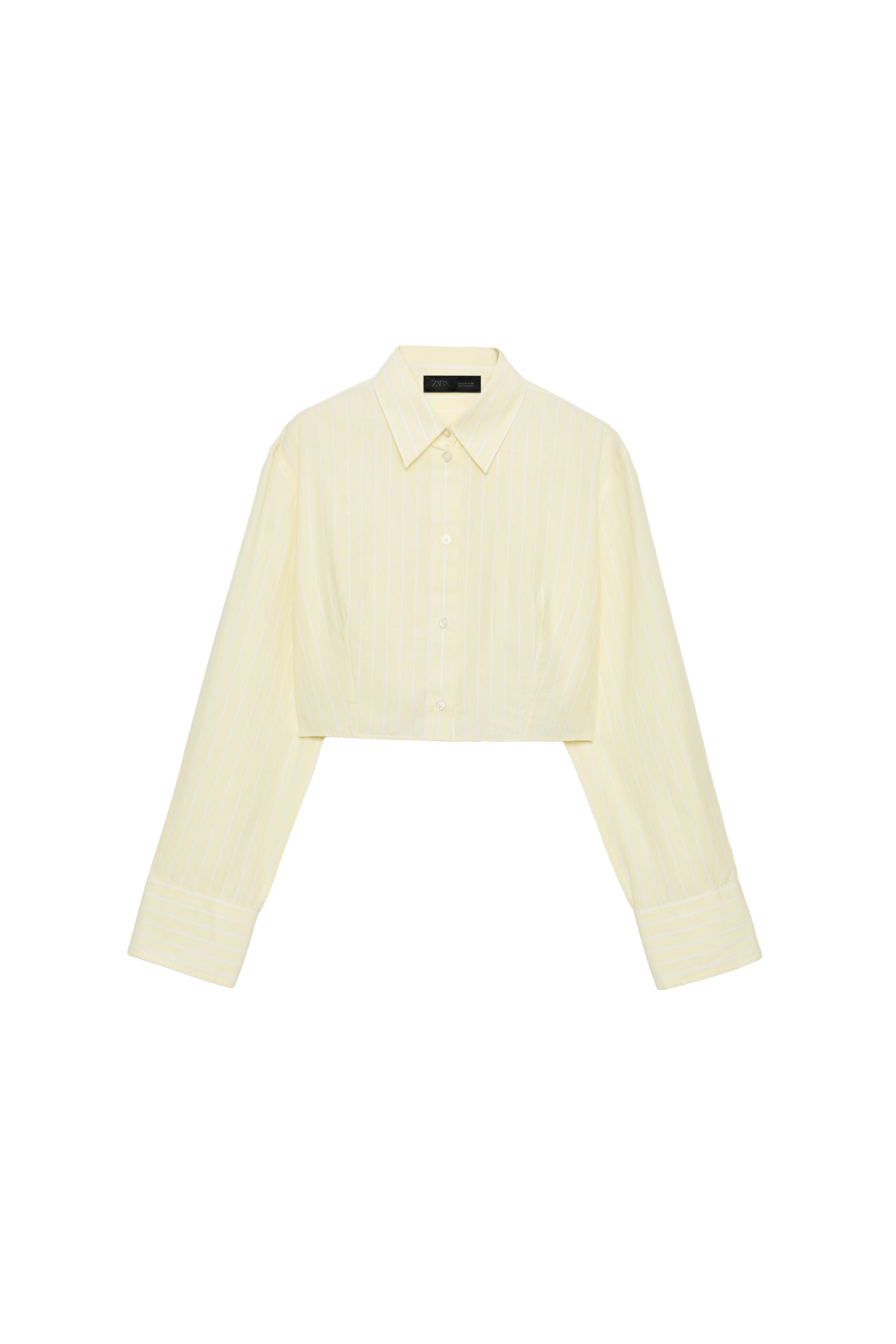 STRIPED POPLIN CROPPED SHIRT