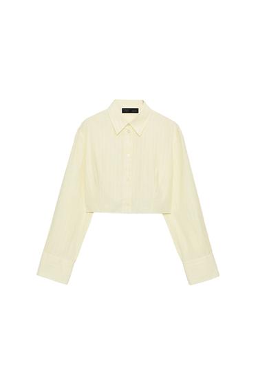CAMISA CROP POPELÍN RAYAS - Estampado de Zara