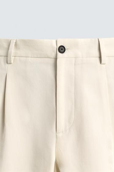 PANTALON STRAIGHT FIT À PLIS - Blanc cassé de Zara - Image 7