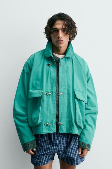 BOXY FIT FIREMAN CLASP JACKET - Sea green by Zara