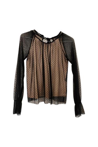 BLACK SWISS DOTED TOP