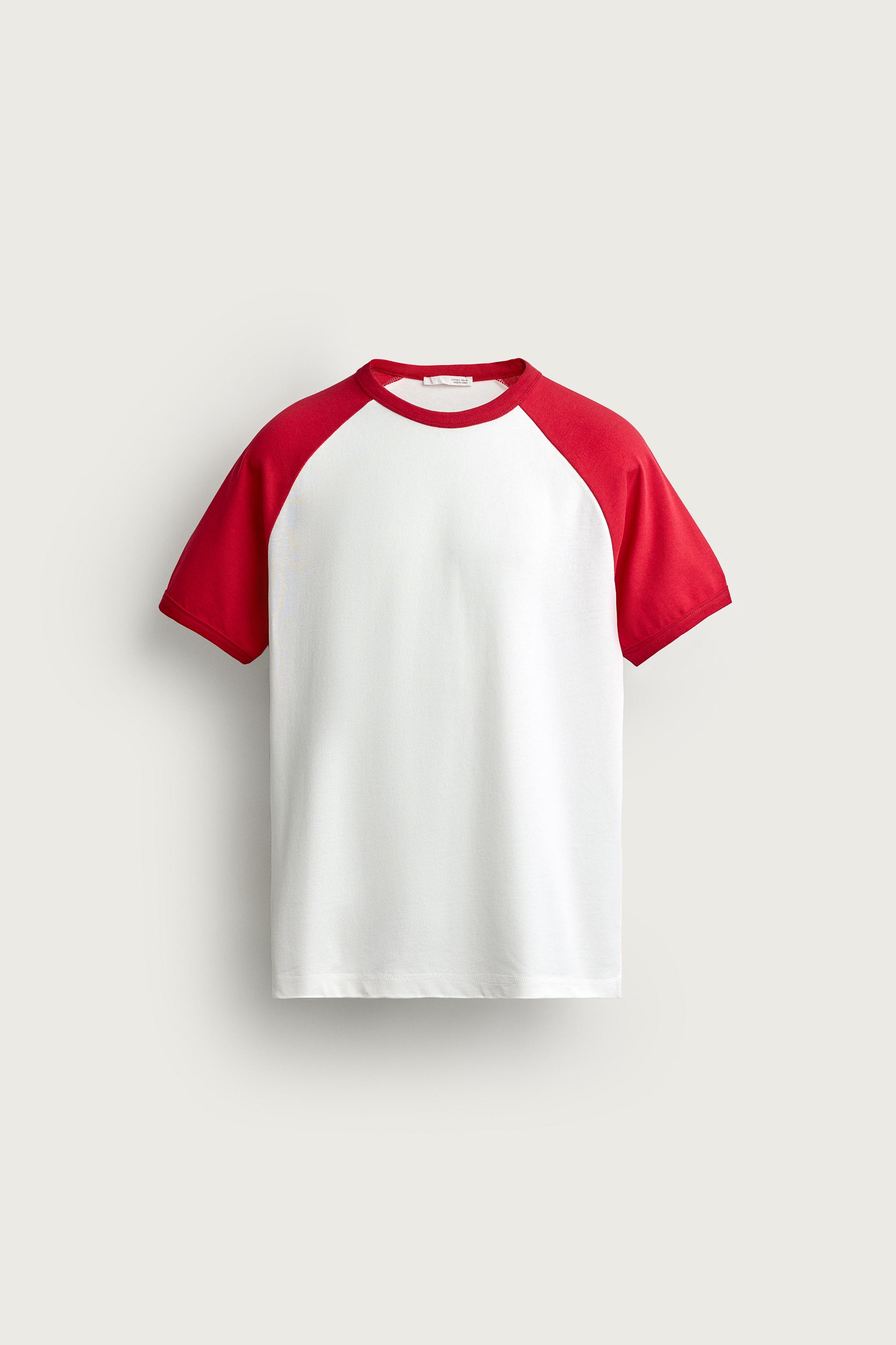 COLOR BLOCK RELAXED FIT T-SHIRT — Red
