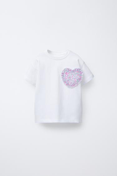 PRINTED HEART T-SHIRT - White by Zara