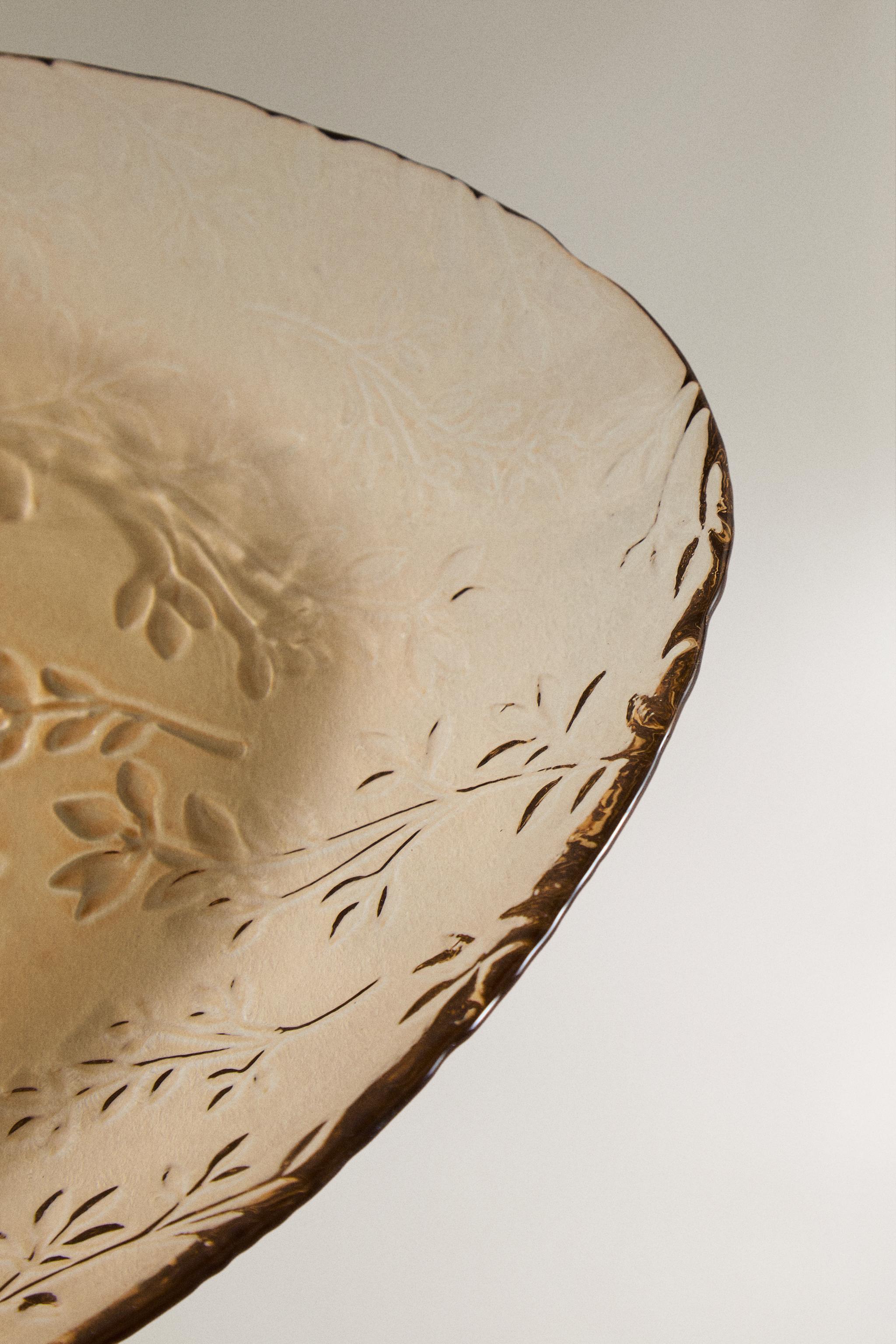 LARGE FLORAL GLASS BOWL