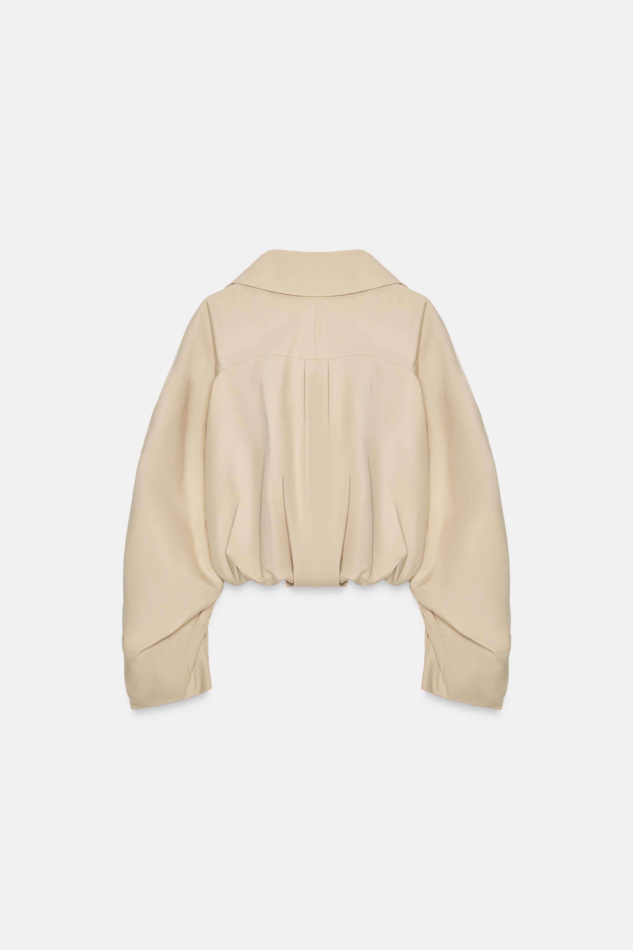VESTE COURTE GABARDINE À PLIS