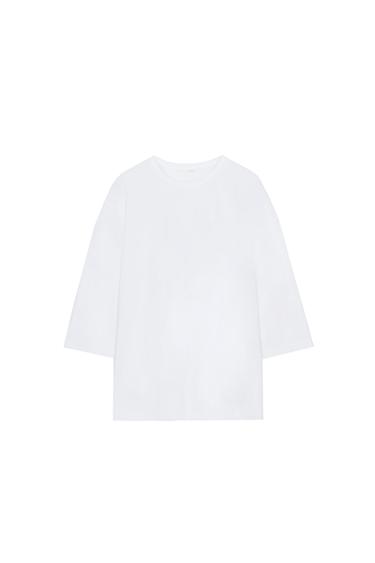 CAMISETA RÚSTICA MANGA TRES CUARTOS - Blanco de Zara