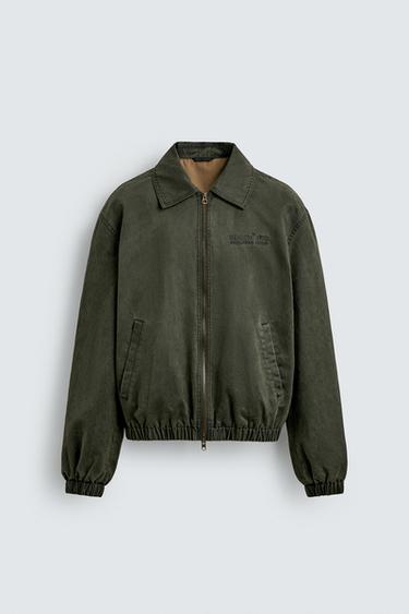 CAZADORA EFECTO ANTE LAVADO - Verde de Zara