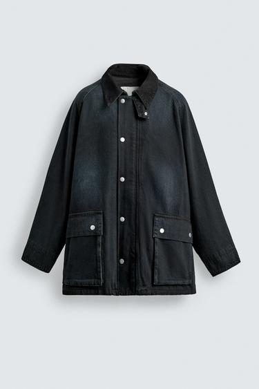 DENIM JACKET WITH COMBINED COLLAR - Blue by Zara