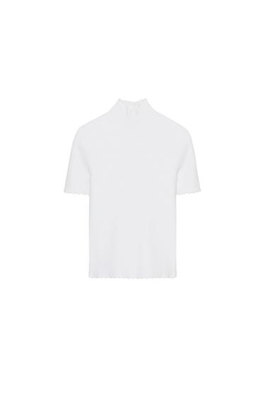 TOP EN MAILLE CÔTELÉE - Blanc de Zara