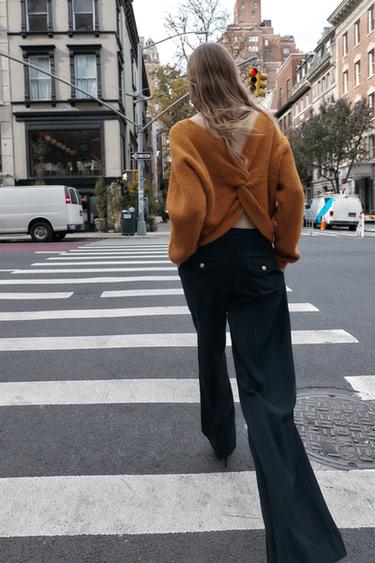 PANTALON LARGE TAILLE HAUTE - rayures de Zara - Image 4