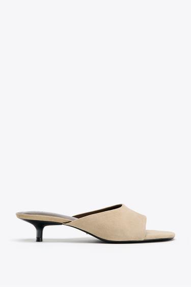 KITTENHEEL-SANDALETTEN AUS VELOURSLEDER - Beige von Zara