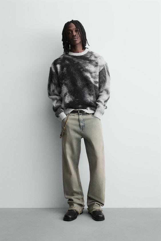 BRUSHED TEXTURED ABSTRACT JACQUARD JUMPER