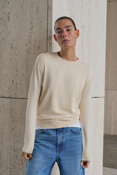 BASIC KNIT SWEATER - Ecru by Zara