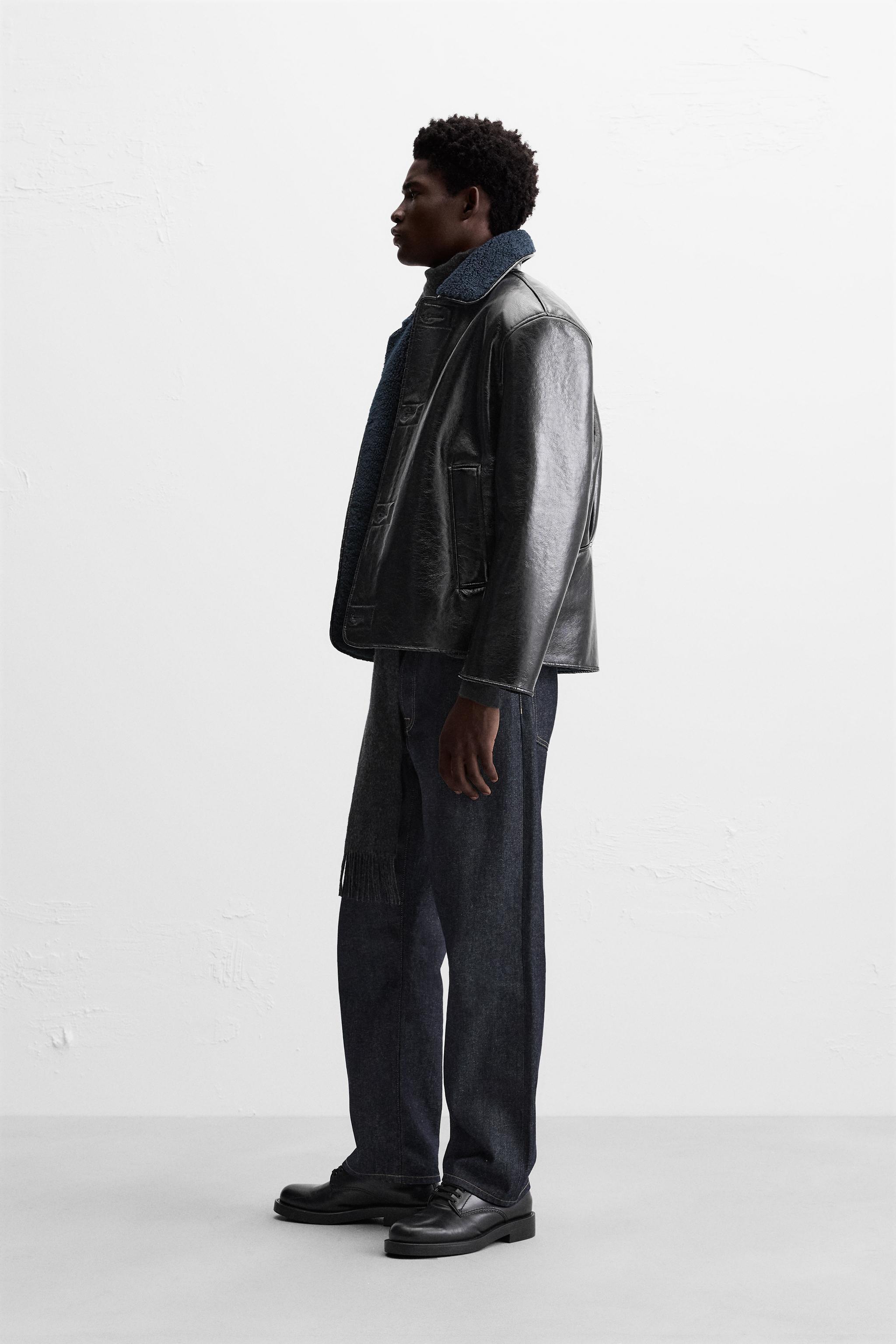光沢フェイクレザージャケット - ダークネイビーブルー | ZARA