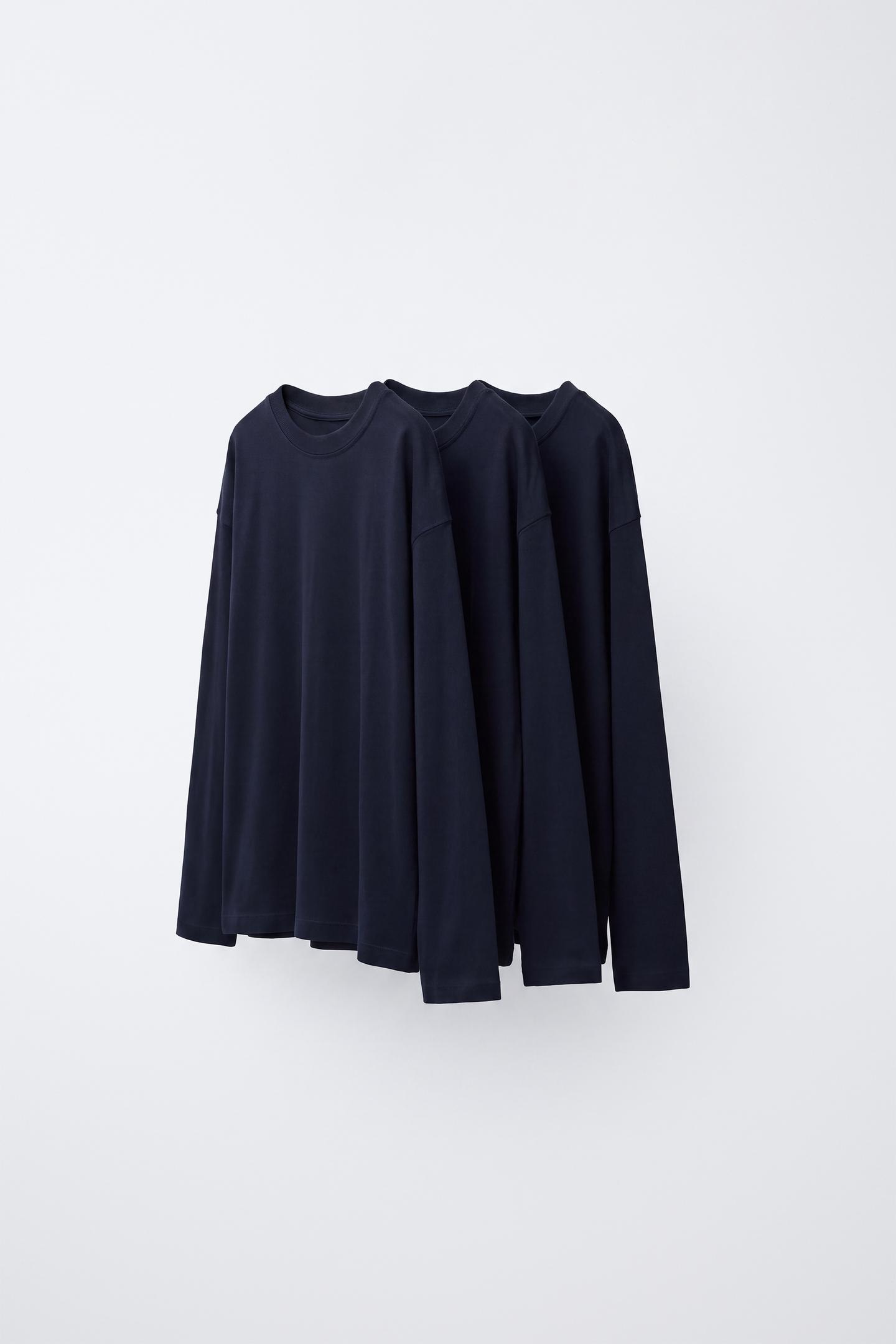 Детские футболки Zara 3-PACK OF Solid Long-Sleeve T-SHIRTS, цвет: Тёмно-синий