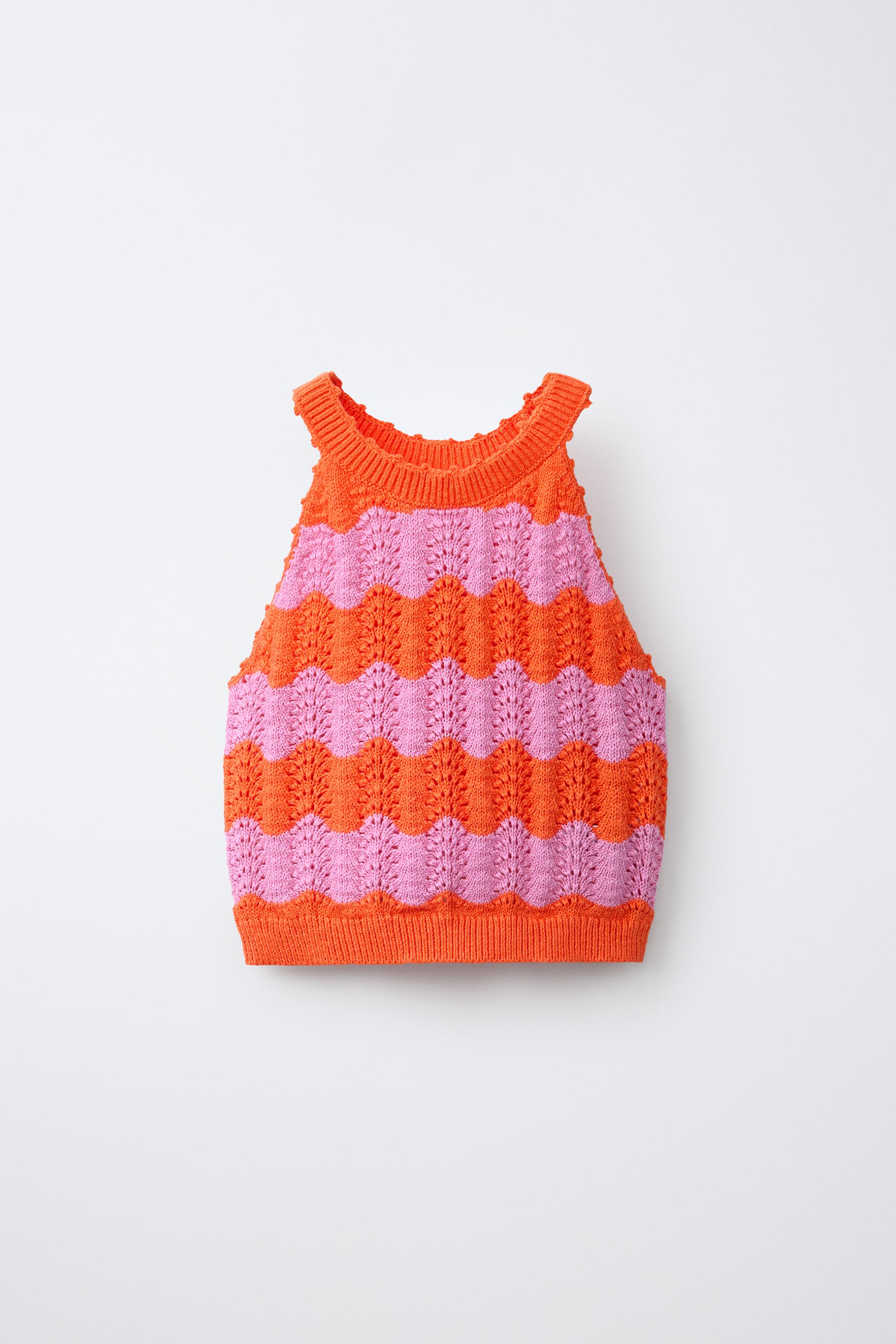 STRIPED CROCHET KNIT TOP