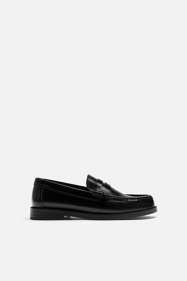 LEATHER PENNY LOAFERS - Black by Zara - Image 0