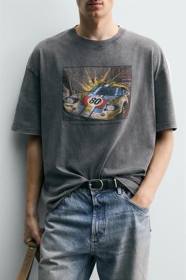 T-SHIRT LAVÉ IMPRIMÉ COMIC - Gris de Zara - Image 4
